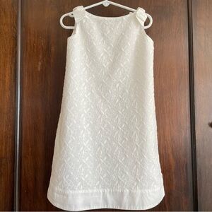 Janie and Jack solid white lace bow shoulder dress size 6